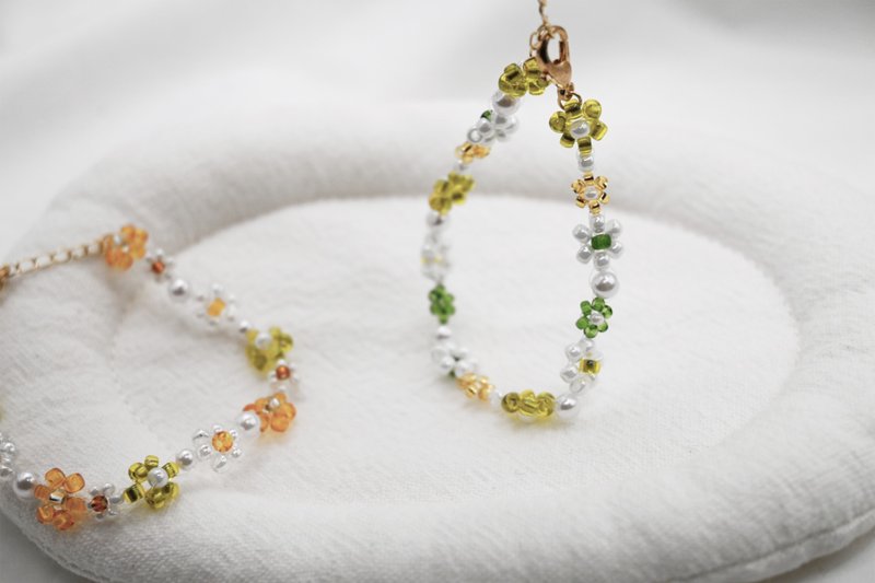 春日物语 手链 森林系 串珠 绿色 春天 送礼 - 手链/手环 - 棉．麻 多色