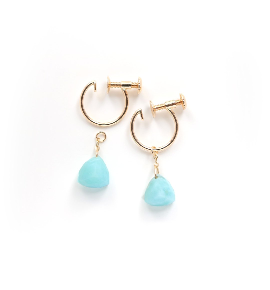 Single Larimar (Trilliant Cut) K10 Clip-On~ESPOIR~ - 耳环/耳夹 - 宝石 蓝色