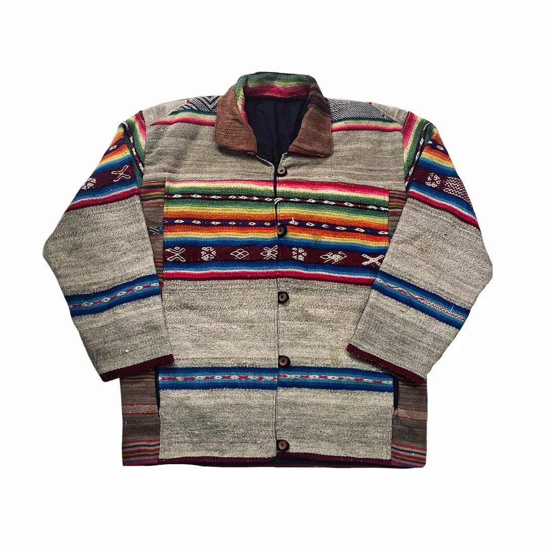 Vintage Mexico Aztec Pattern Jacket 手工墨西哥编织图腾拼接外 - 男装外套 - 棉 多色