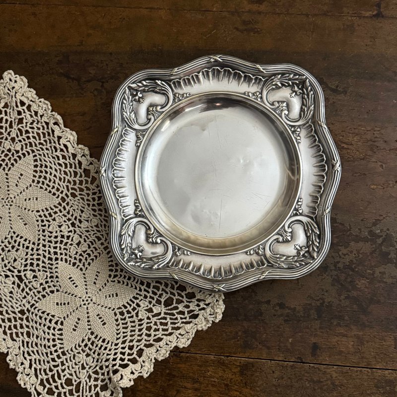 *50551-绝美法国古董洛可可风格镀银高脚盘25.5 - 其他 - 银 