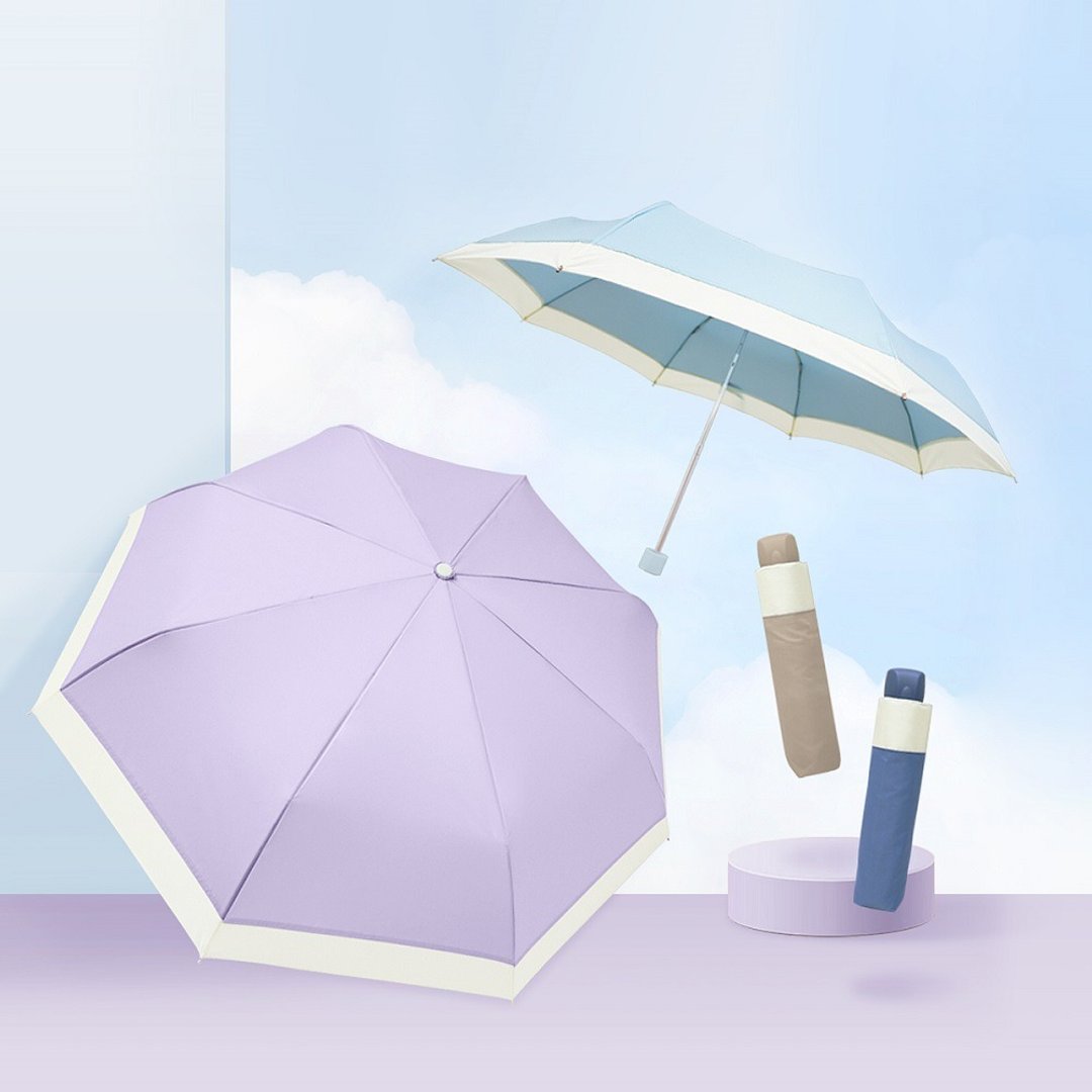夏日奶油系列【接边折叠伞】雨伞 折叠伞 晴雨伞 防晒伞 生日礼物 - 雨伞/雨衣 - 其他金属 多色