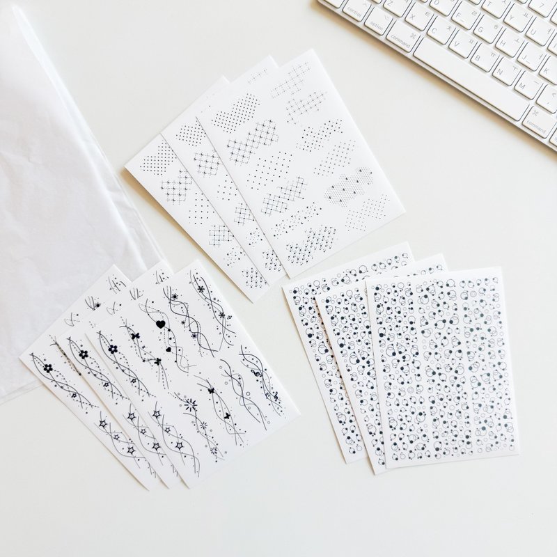 圆形线条透明贴纸 - 贴纸 - 纸 