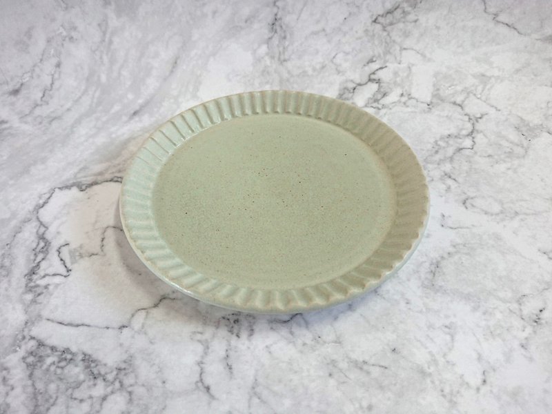 陶艺 手工 手作 雕刻 蛋糕盘 茶食盘 点心盘 浅盘 - 盘子/餐盘/盘架 - 陶 绿色