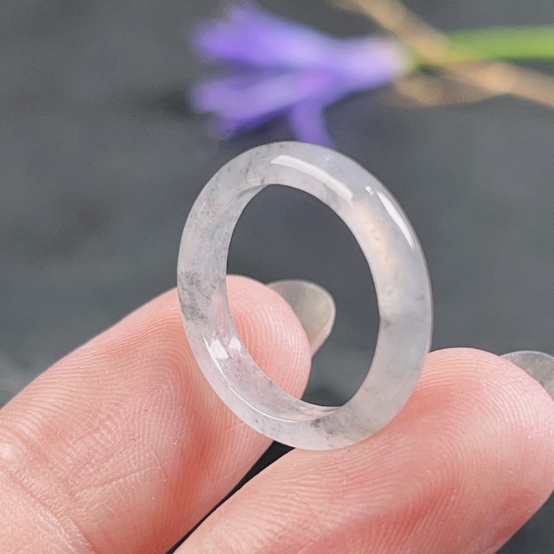 【求·缘】冰乌鸡翡翠戒圈 | 国际10围 | 天然缅甸翡翠A货 | 送礼 - 戒指 - 玉石 黑色