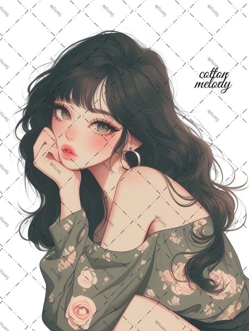 original sticker no.1768 人物贴纸 原创贴纸 人物贴纸 女孩贴纸 原创人物贴纸 - 贴纸 - 纸 