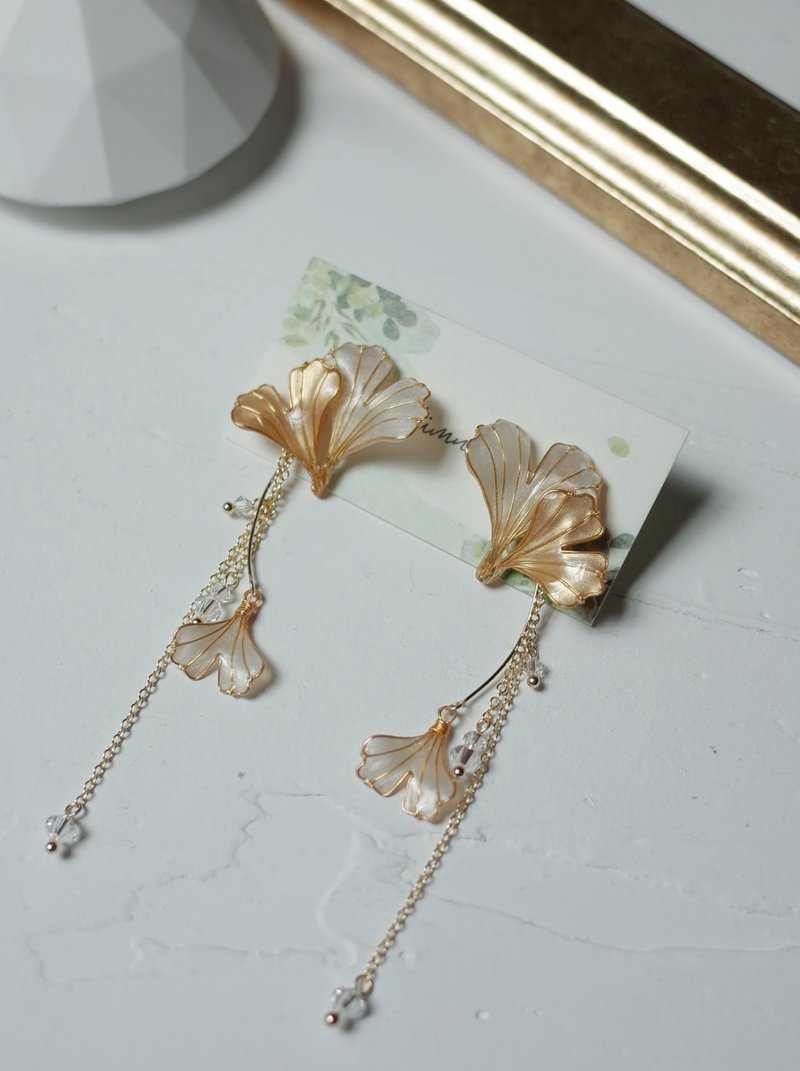 银杏 • 金 - 手工树脂耳环 - 耳环/耳夹 - 树脂 