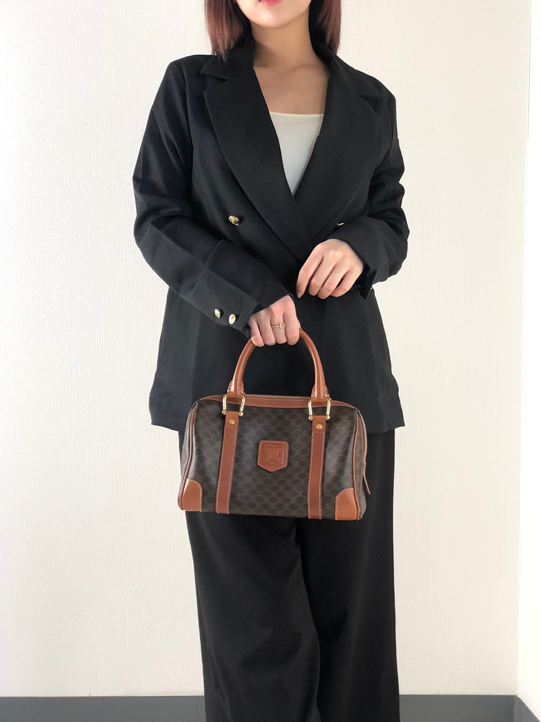 【日本直送，二手包】CELINE Macadam 手提包棕Blason 压花 PVC 皮革迷你波士顿 Keepall c33evn - 手提包/手提袋 - 真皮 咖啡色
