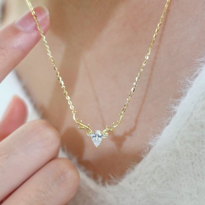 新年礼物 甜美麋鹿设计款 纯银项链 女朋友礼物 快速出货 - 项链 - 纯银 金色