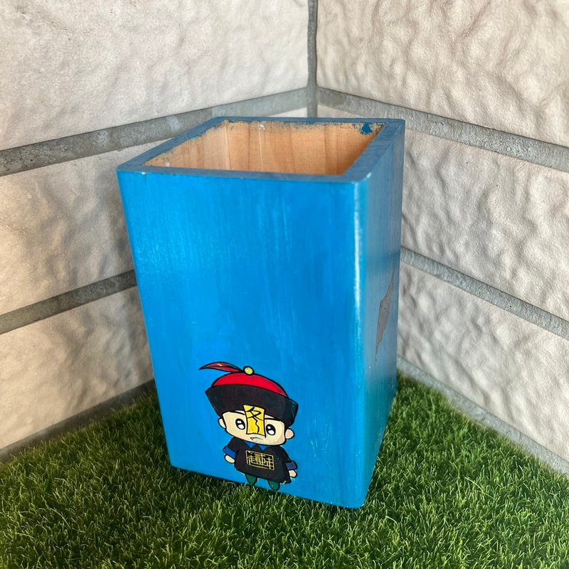 【戏摆饰】僵小二天使恶魔-笔筒 - 笔筒/笔座 - 木头 蓝色