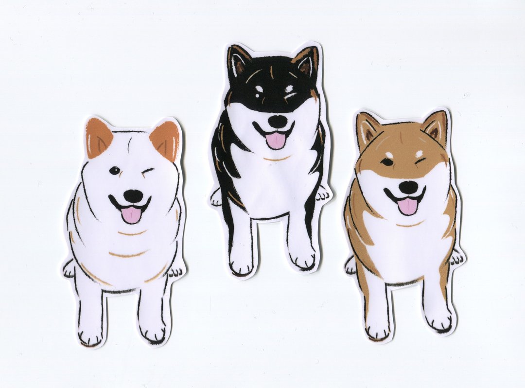 小饭团 柴柴大型防水贴纸 肥肥仔 柴犬 行李箱贴纸 - 贴纸 - 纸 