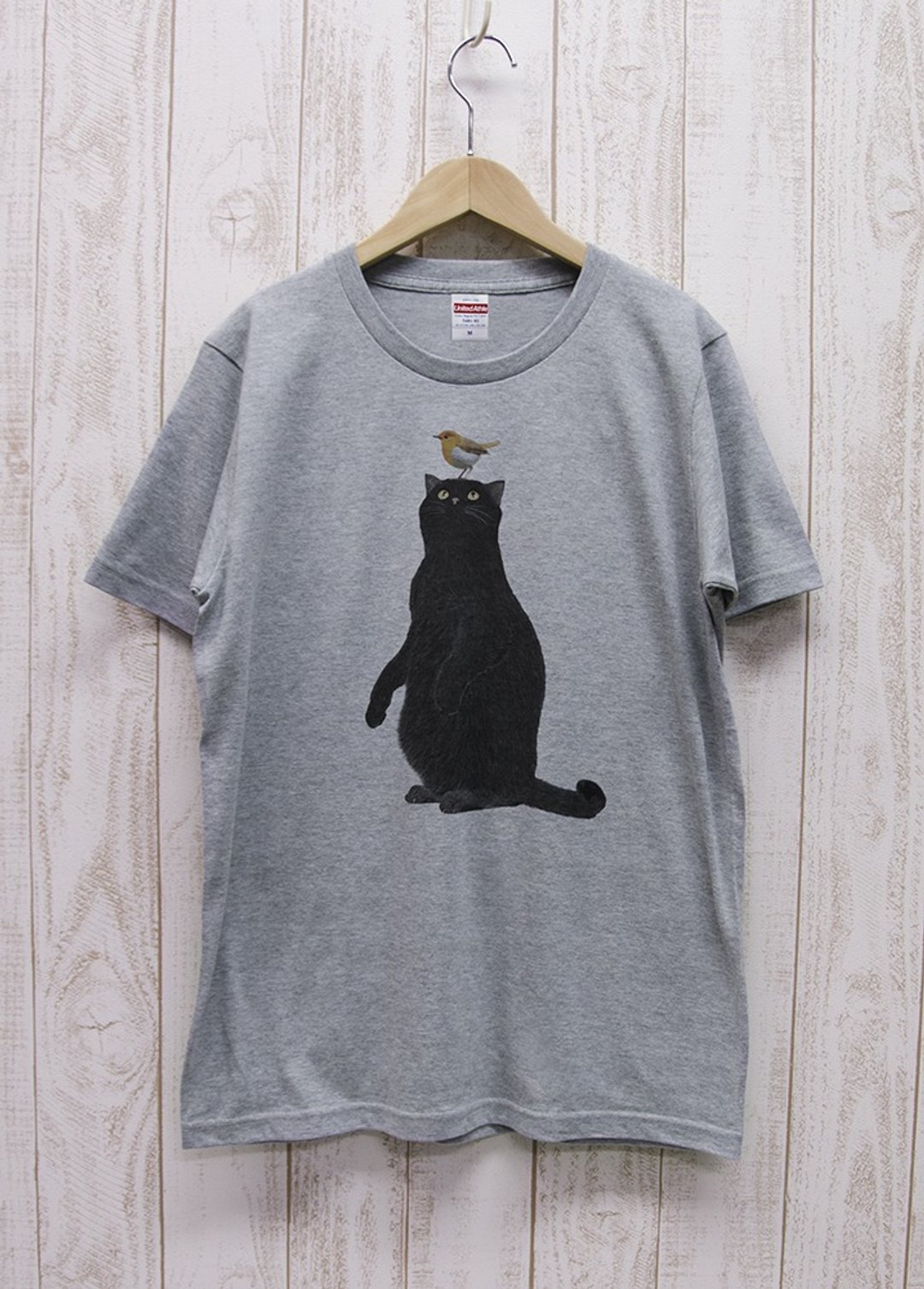 Black Cat Tee Robin Heather Gray / R018-T-GR - 中性连帽卫衣/T 恤 - 棉．麻 灰色