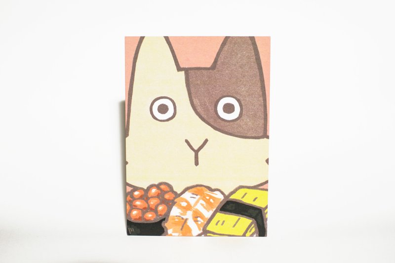 阿麦吃寿司 - 卡片/明信片 - 纸 粉红色