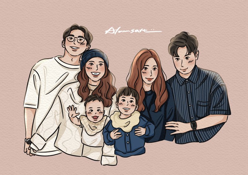 【定制似颜绘】简约线条风人像 电子档下单前请先与设计师讨论喔 - 电子手绘真人画像/绘画/插画 - 其他材质 多色