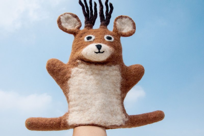 办公室疗愈小物 厚棉羊毛毡动物/羊毛毡儿童玩偶/羊毛毡玩偶-麋鹿 - 玩具/玩偶 - 羊毛 咖啡色
