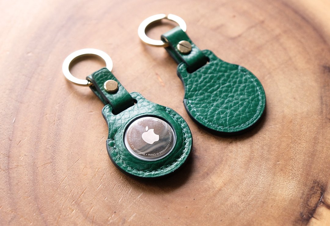 Apple Airtag Leather case (GREEN) - 钥匙链/钥匙包 - 真皮 绿色