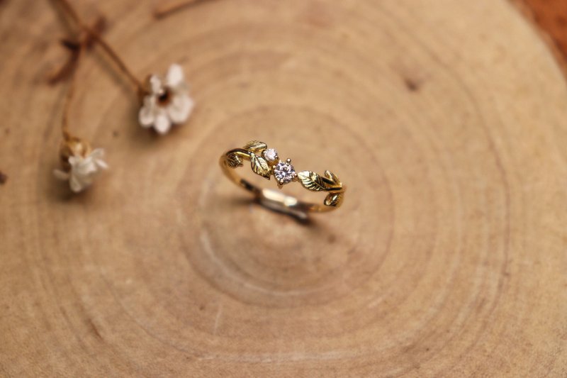 【花坛a kadan系列】k18叶片钻戒/现货 - 戒指 - 钻石 金色