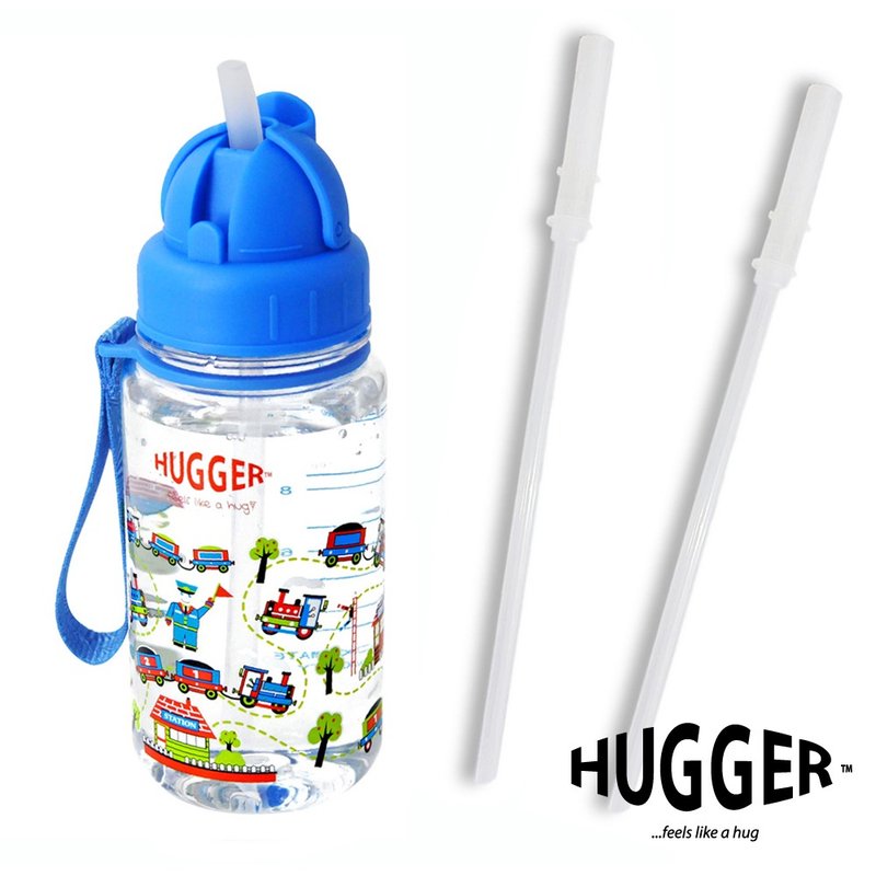 HUGGER 儿童吸管水壶 嘟嘟火车350ml Tritan无毒材质 附替换吸管 - 儿童餐具/餐盘 - 其他材质 蓝色