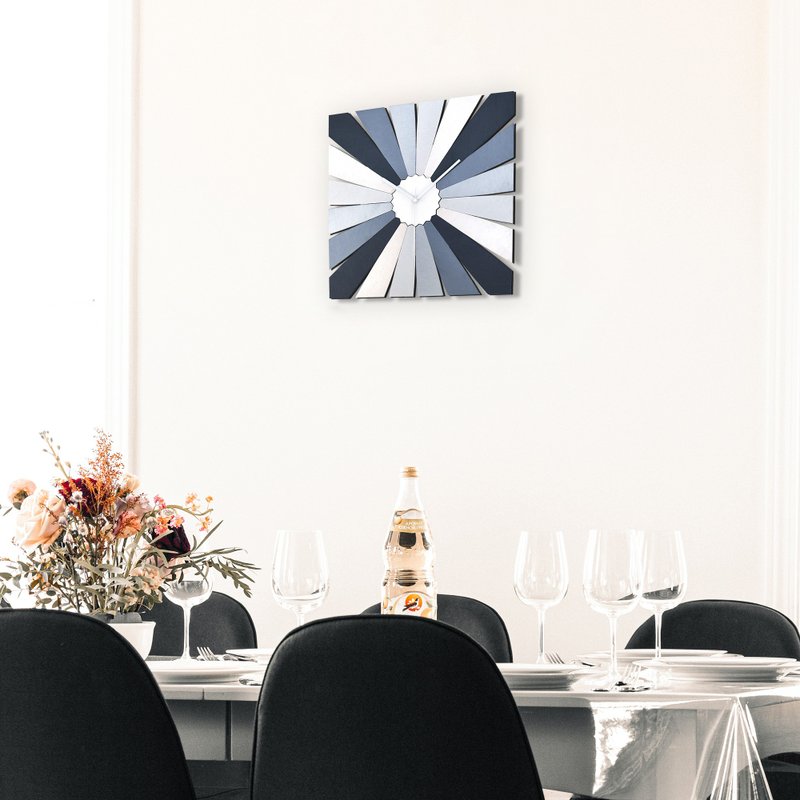 TimeBlend Silver - 银色长方形挂钟 - 时钟/闹钟 - 木头 银色