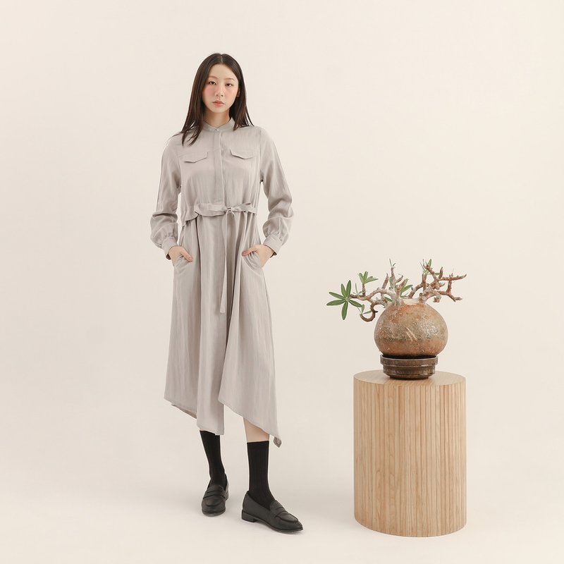 【经典原创】Outstand_旷世不对称洋装_CLD505_灰 - 洋装/连衣裙 - 聚酯纤维 灰色