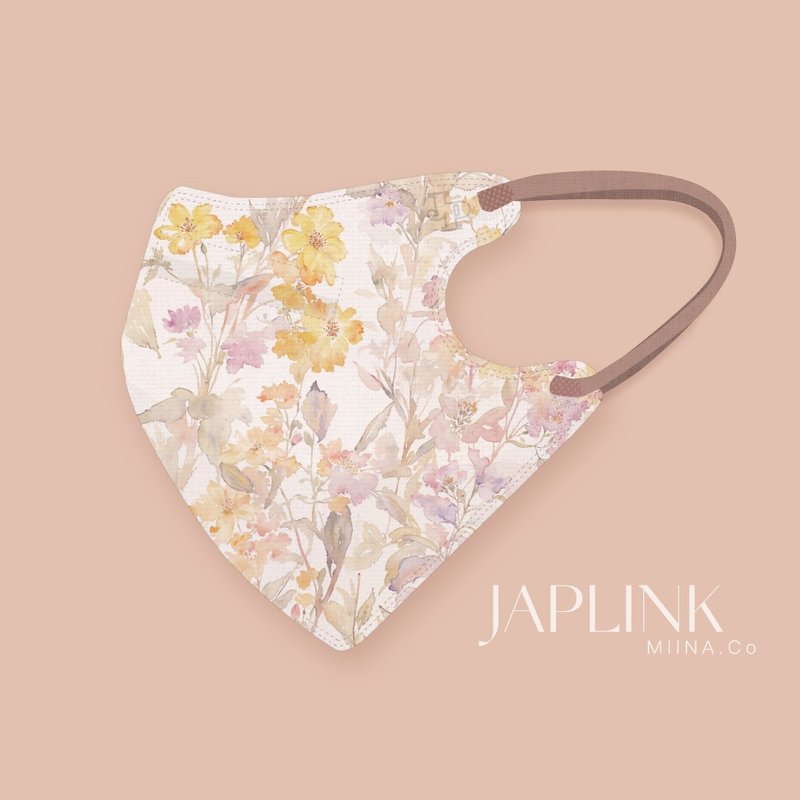 【标准】JAPLINK HEPA 高科技水驻极 立体医疗口罩 - 光染映花 - 口罩 - 聚酯纤维 橘色