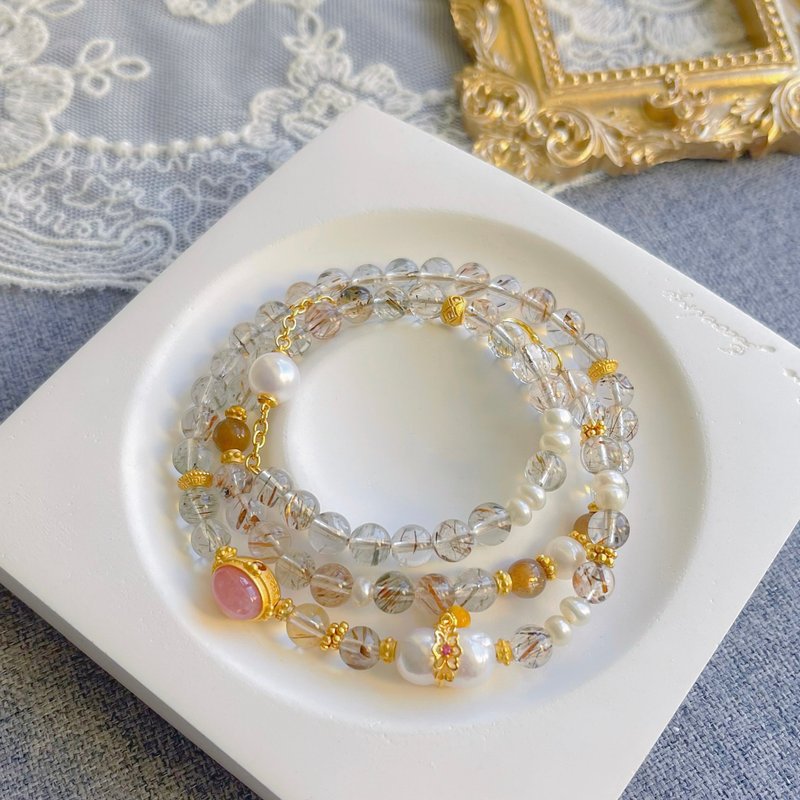 天然发晶水晶三圈多圈多宝手链 // 山与珠宝手作 DIY 原创定制 - 手链/手环 - 水晶 多色