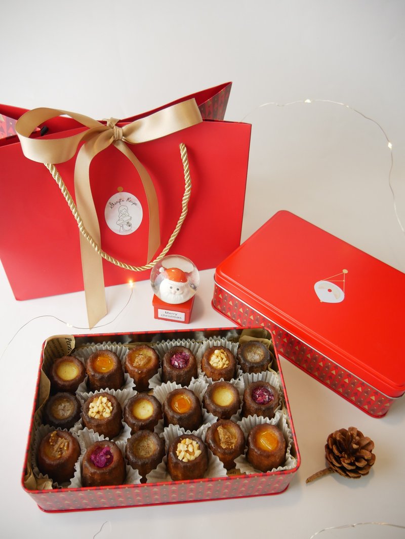 【圣诞礼盒】圣诞铁盒迷你可丽露  附赠提袋缎 - 蛋糕/甜点 - 新鲜食材 咖啡色