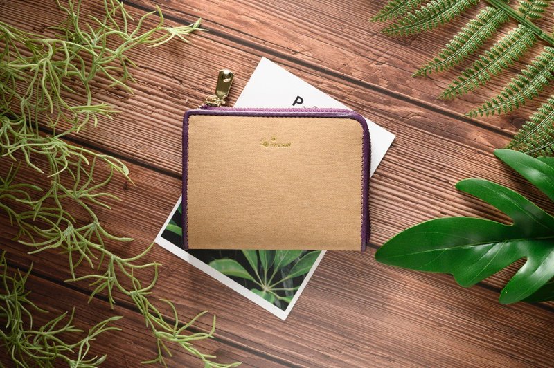 经典L型拉链短夹钱包 遇见美好系列 好重逢 - 皮夹/钱包 - 纸 卡其色