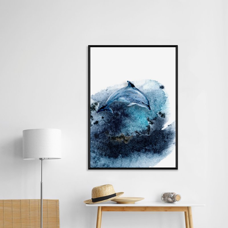 水彩世界 • 海豚 - 大自然/海洋/海底世界/海洋生物/海豚/幼儿园 - 海报/装饰画/版画 - 其他材质 多色
