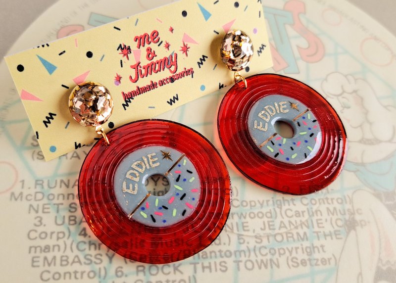 The 80s for Eddie Record Clip-On[Clear red vinyl] - 耳环/耳夹 - 树脂 红色