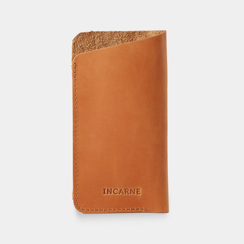 干邑色皮革眼镜盒 – 手工制作的眼镜保护套 - 眼镜盒/眼镜布 - 真皮 橘色