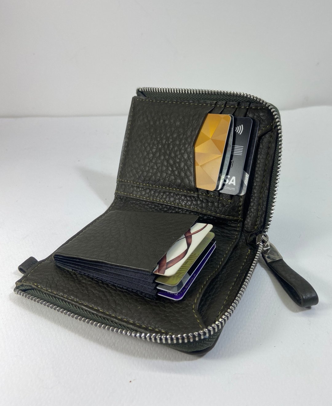 Wallet green olive - 皮夹/钱包 - 真皮 绿色