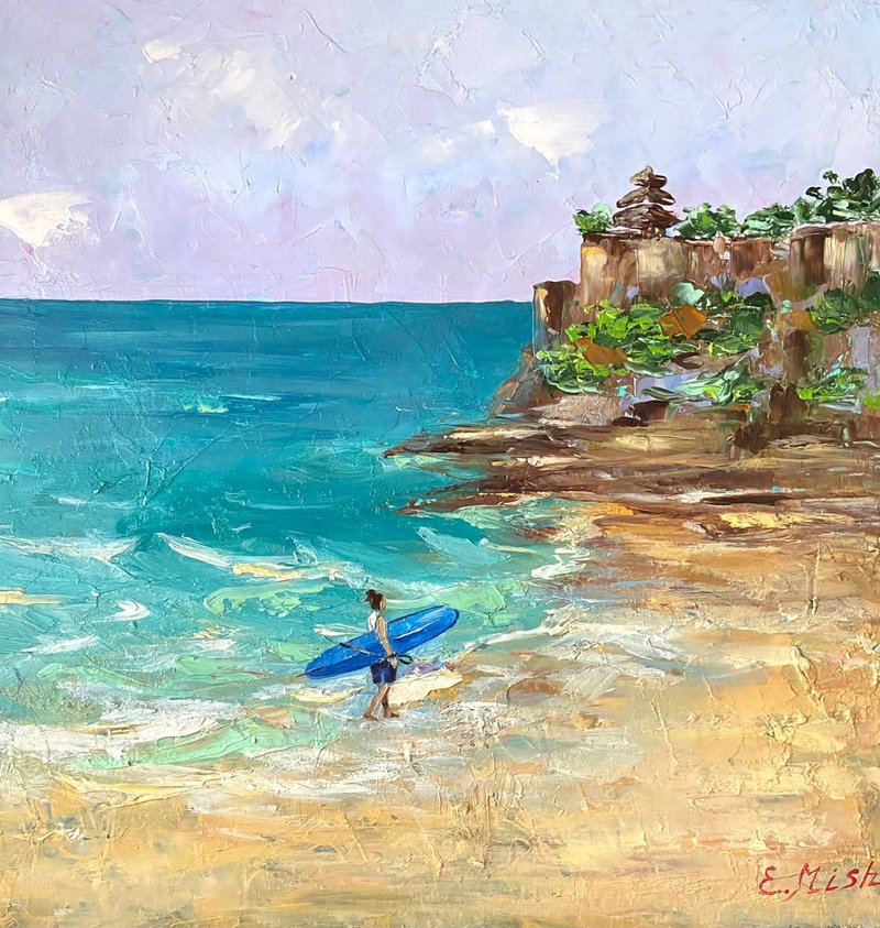 Bali Surfer 巴厘岛海景 治愈艺术 油画 海洋艺术 - 墙贴/壁贴 - 其他材质 蓝色