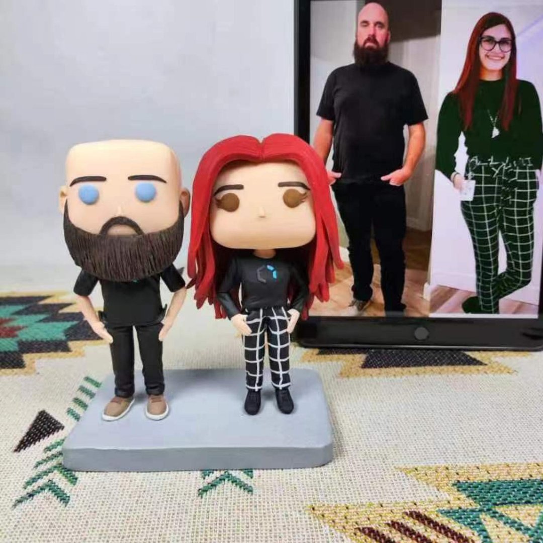 纯手工定制美国Funko Pop 自画像公仔情侣父母夫妻结婚周年礼物 - 玩偶/公仔 - 粘土 多色