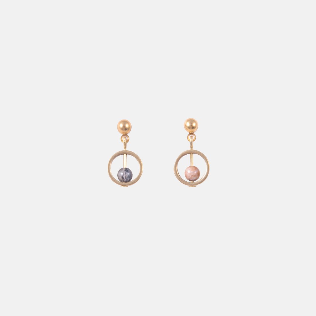 小星球耳环 (新版)- Tiny Planet Earrings (New) - 耳环/耳夹 - 宝石 金色