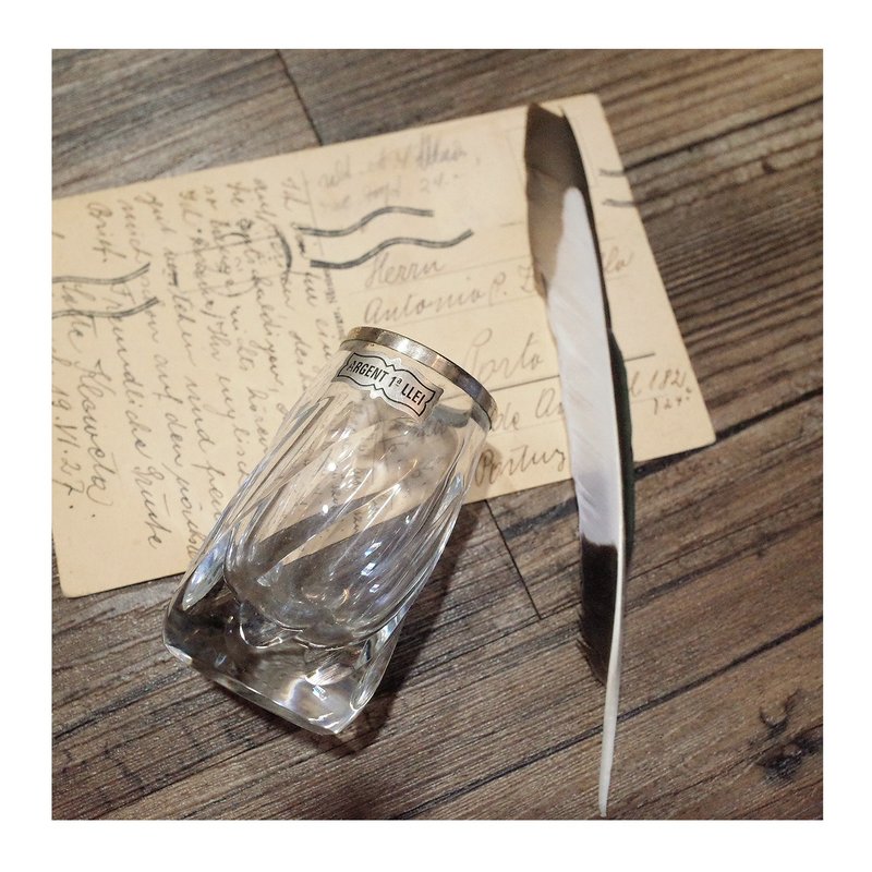 西班牙老件.镀银金属边(无磁性)切割水晶玻璃瓶.小花器.花瓶.笔插 - 花瓶/陶器 - 玻璃 