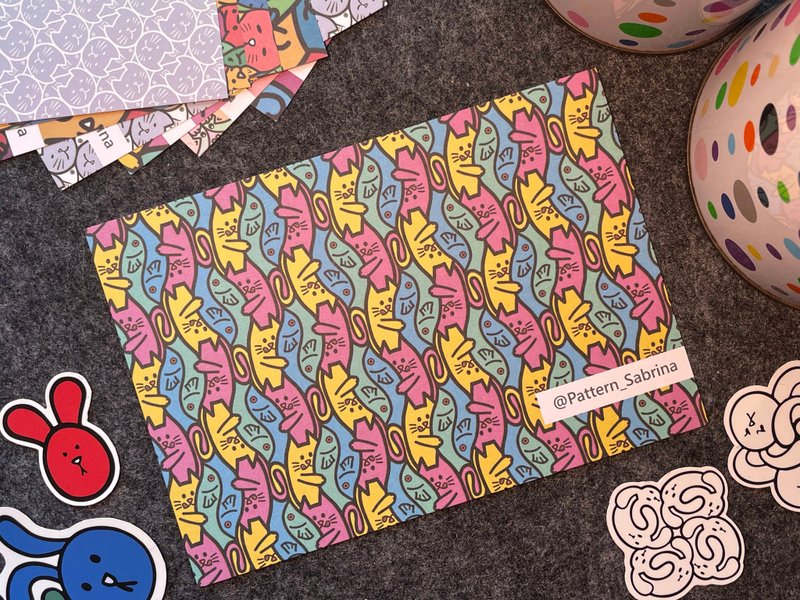 【明信片】猫鱼系列 Cat&fish_pmg_A_荷兰纸 - 卡片/明信片 - 纸 多色