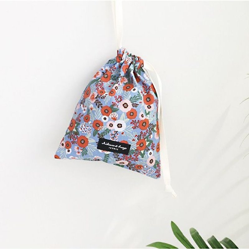 iconic 旅行配件-束口收纳袋M-缤纷绽放,ICO88943 - 其他 - 棉．麻 蓝色