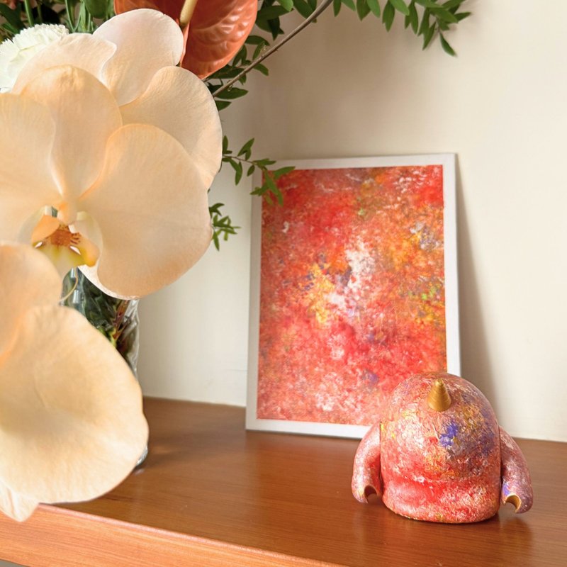 【原创公仔】艺术家手绘独角恐龙 - 玩偶/公仔 - 塑料 红色