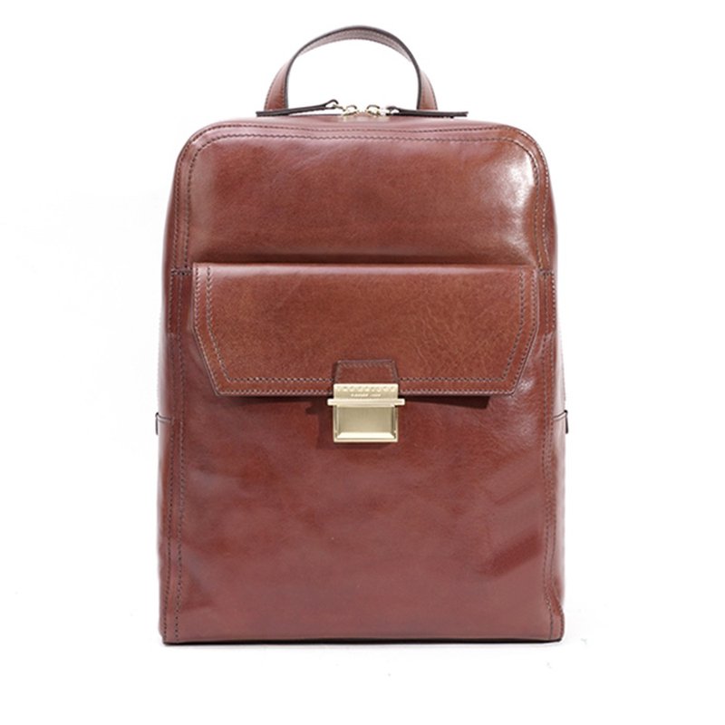 THE BRIDGE 意大利牛皮 DANTE 后背包 - 后背包/双肩包 - 真皮 咖啡色