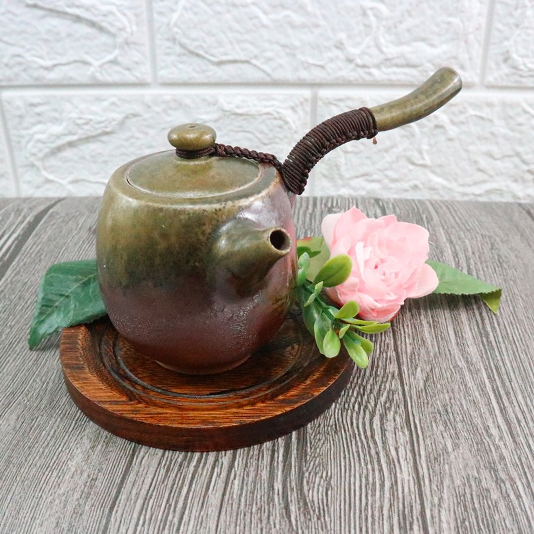 春深 手工柴烧侧把壶 - 茶具/茶杯 - 陶 咖啡色