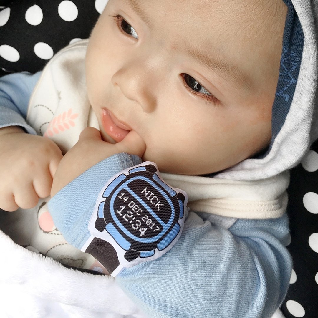 我的第一只布手表(定制化)My first Baby Watch (D08A04) - 满月礼盒 - 棉．麻 黑色