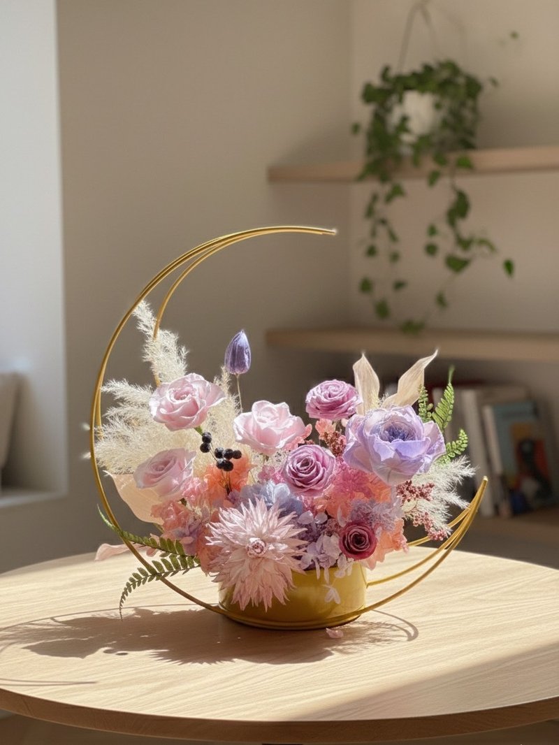 【花诉花艺】粉紫色系列永生桌花/开幕花礼/升迁花礼/入厝花礼 - 干燥花/捧花 - 植物．花 