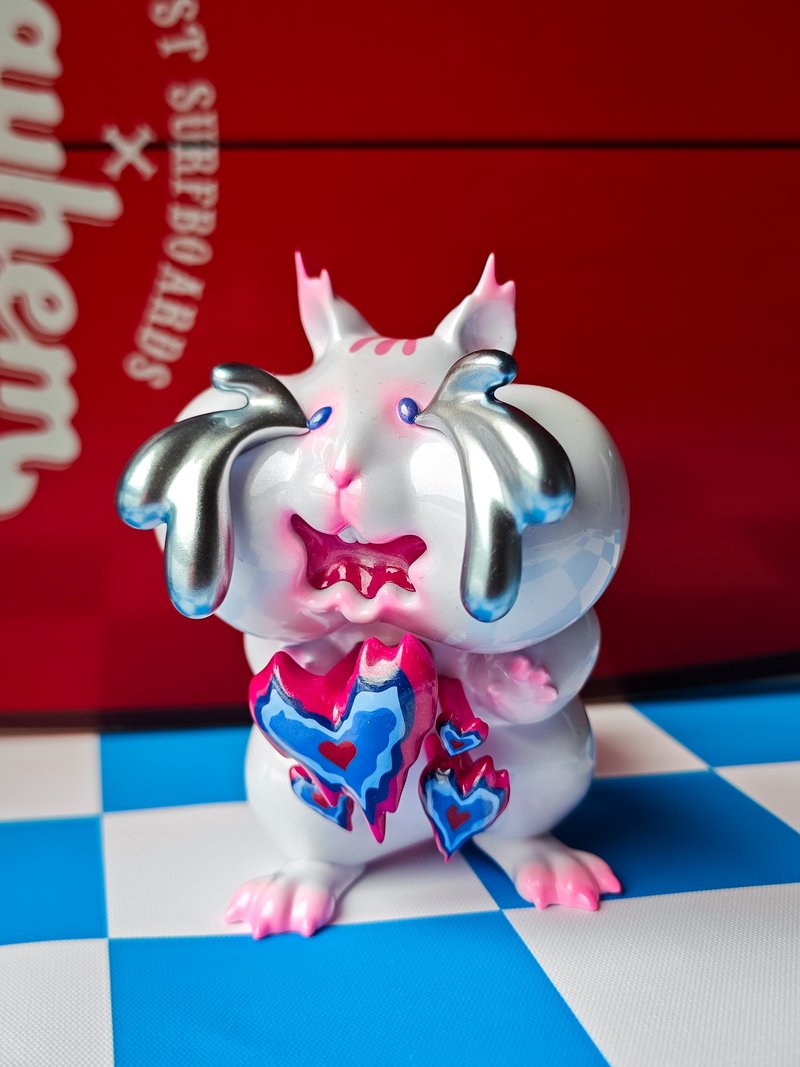 小众原创手工潮玩摆件心慌慌金花鼠妹 - 摆饰 - 树脂 粉红色