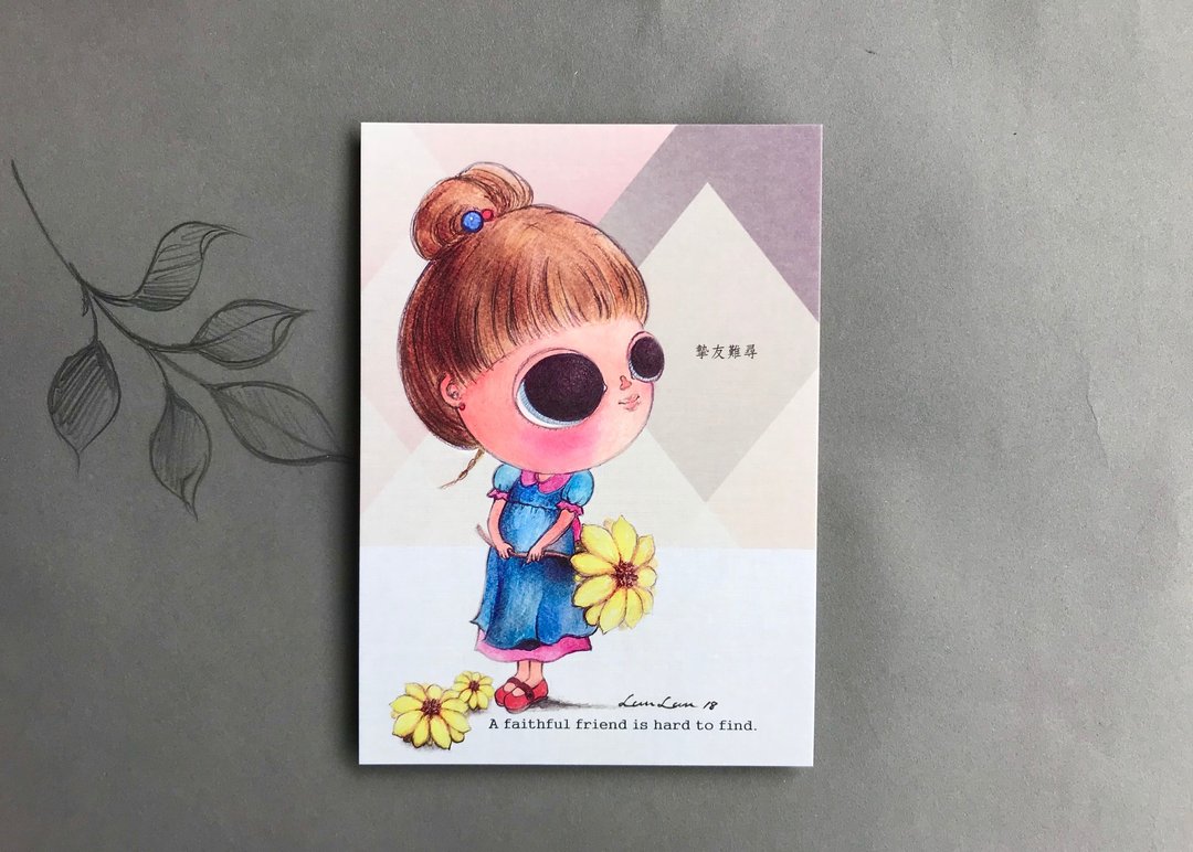 POPO│大眼娃-友情-明信片 - 卡片/明信片 - 纸 多色