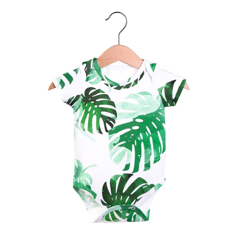 Monstera baby bodysuit, baby boy bodysuit, baby girl bodysuit, baby onesie - 包屁衣/连体衣 - 棉．麻 多色
