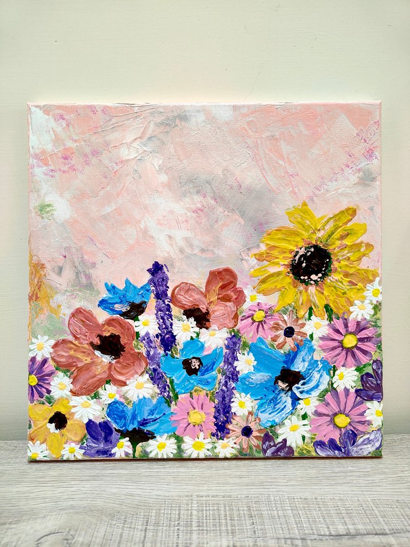 【温柔甜蜜的百花绽放】无框画/挂画/压克力画/原画/新婚/入厝 - 海报/装饰画/版画 - 棉．麻 