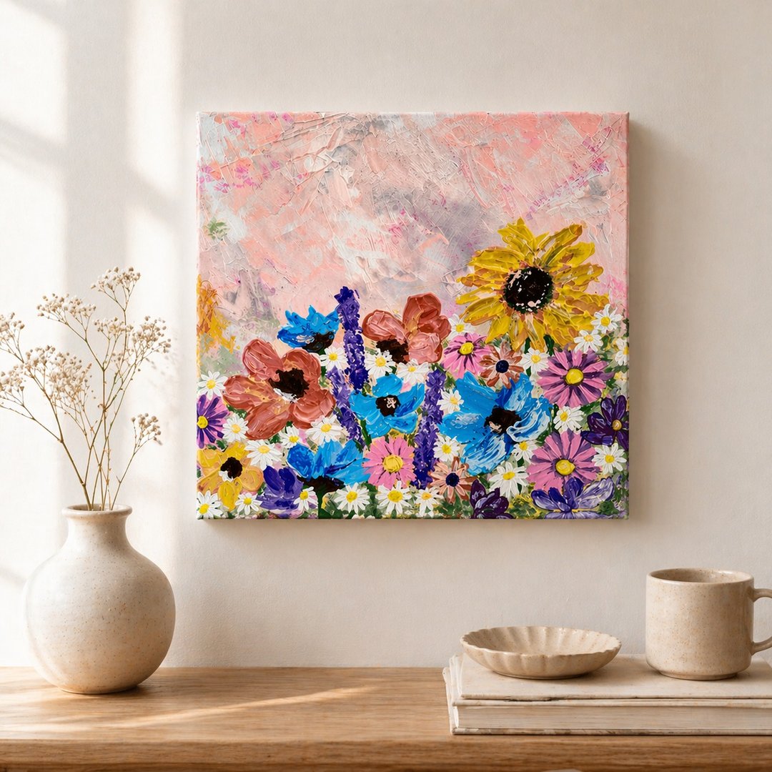 【春日花园】疗愈花卉装饰风景挂画 - 30×30 压克力原作 - 海报/装饰画/版画 - 棉 