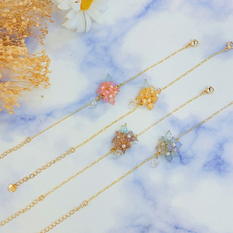 绣球花时尚宝石胶树脂手链 创意手链 闺蜜礼物 生日礼物 定制 - 手链/手环 - 树脂 粉红色