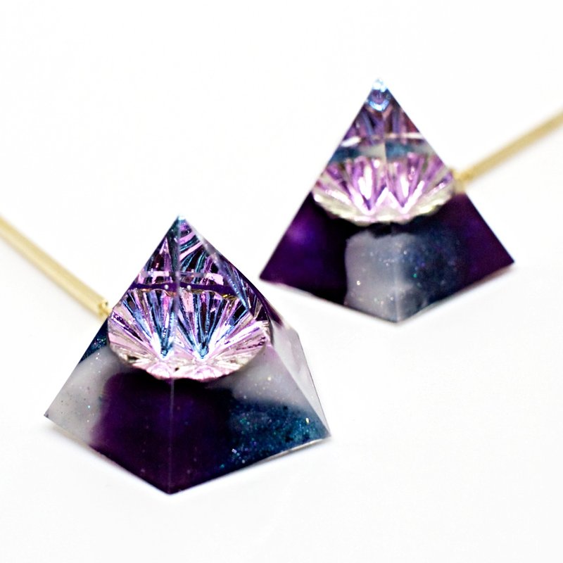 Pentagon Dangle Earrings (Blue Moment) - 耳环/耳夹 - 树脂 多色