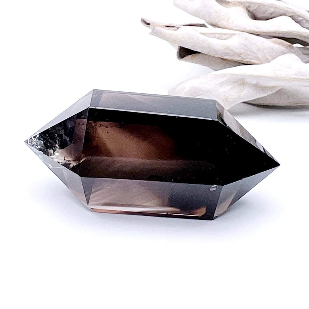 曜岭。摆件 疗愈 招财 l 魔晶宙斯 茶黄晶 双尖 天然色带山 l - 摆饰 - 水晶 咖啡色